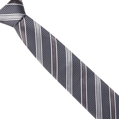 Silver textured striped tie